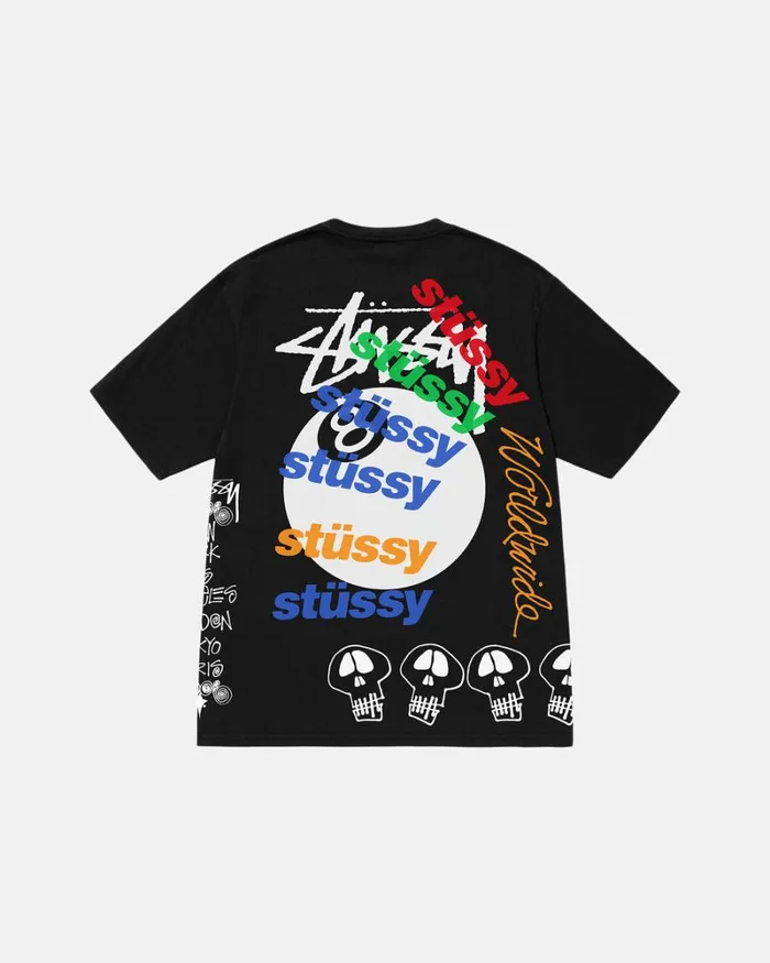 Tees Men Stussy TEST STRIKE PIGMENT DYED TEE Black