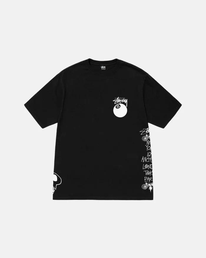 Tees Men Stussy TEST STRIKE PIGMENT DYED TEE Black Tees Men Stussy TEST STRIKE PIGMENT DYED TEE Black