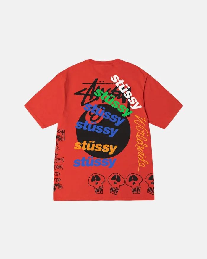 Tees Men Stussy TEST STRIKE PIGMENT DYED TEE Tomato