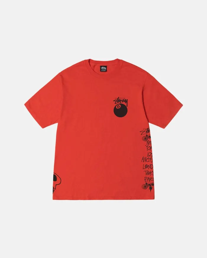Tees Men Stussy TEST STRIKE PIGMENT DYED TEE Tomato Tees Men Stussy TEST STRIKE PIGMENT DYED TEE Tomato