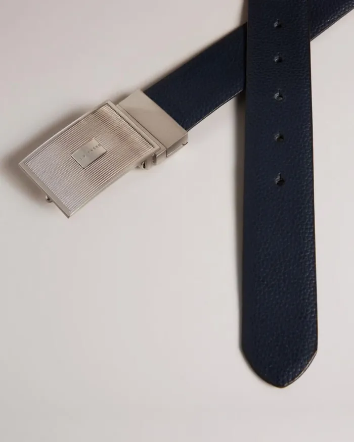 Textured Buckle Belt Navy Men Ted Baker Belts