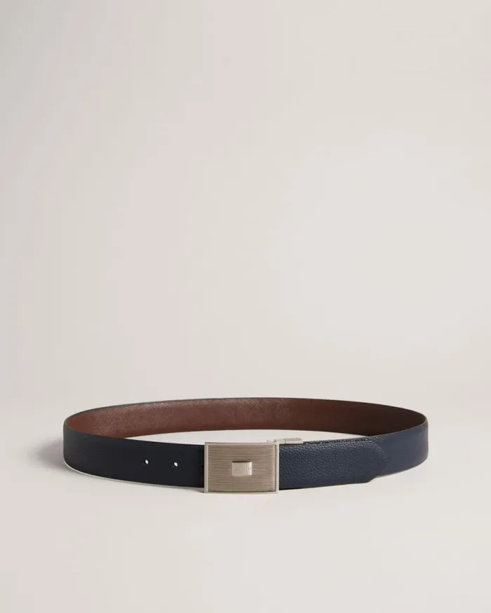 Textured Buckle Belt Navy Men Ted Baker Belts
