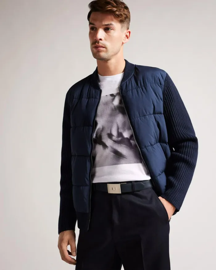 Textured Buckle Belt Navy Men Ted Baker Belts