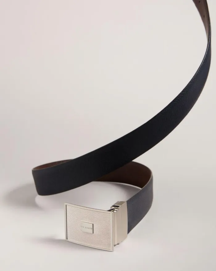 Textured Buckle Belt Navy Men Ted Baker Belts
