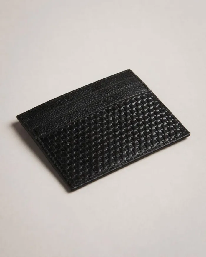 Textured Leather Card Holder Black Men Ted Baker Wallets and Card Holders