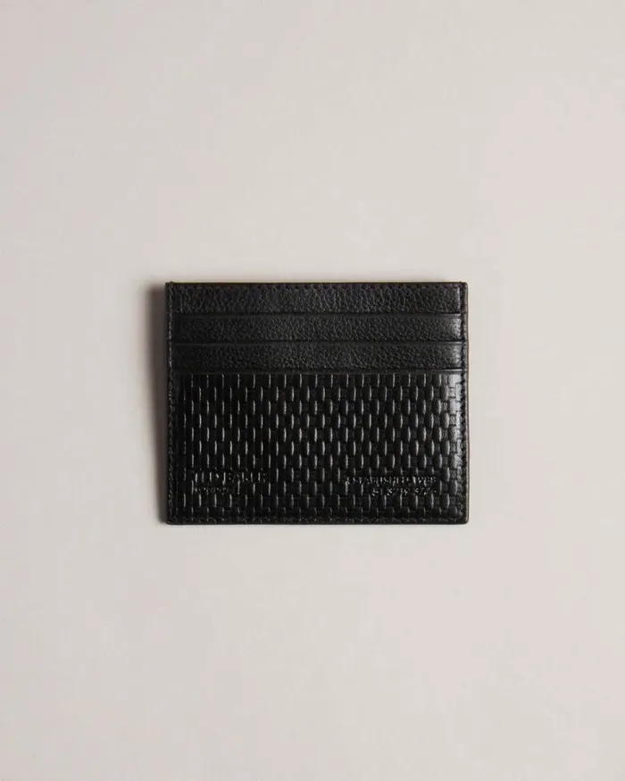 Textured Leather Card Holder Black Men Ted Baker Wallets and Card Holders