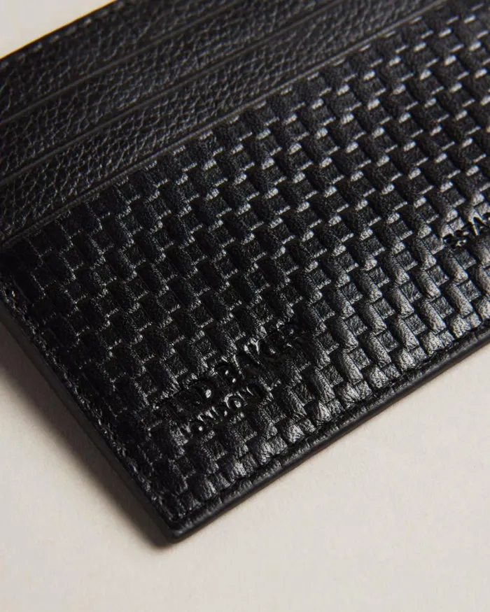 Textured Leather Card Holder Black Men Ted Baker Wallets and Card Holders