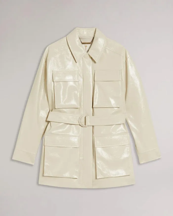 Textured Vinyl Field Jacket Ivory Women Ted Baker Coats and Jackets