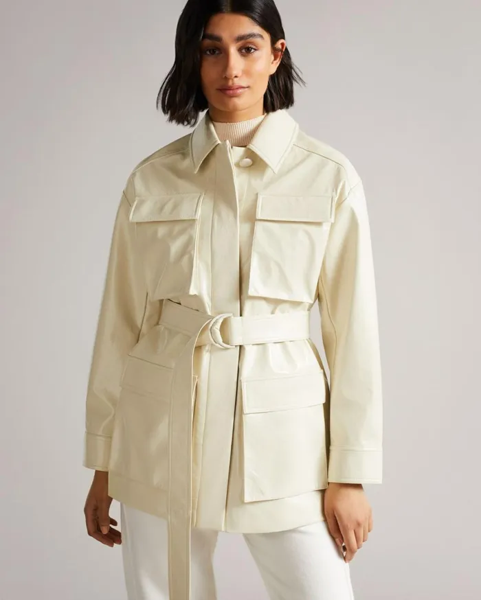 Textured Vinyl Field Jacket Ivory Women Ted Baker Coats and Jackets Textured Vinyl Field Jacket Ivory Women Ted Baker Coats and Jackets