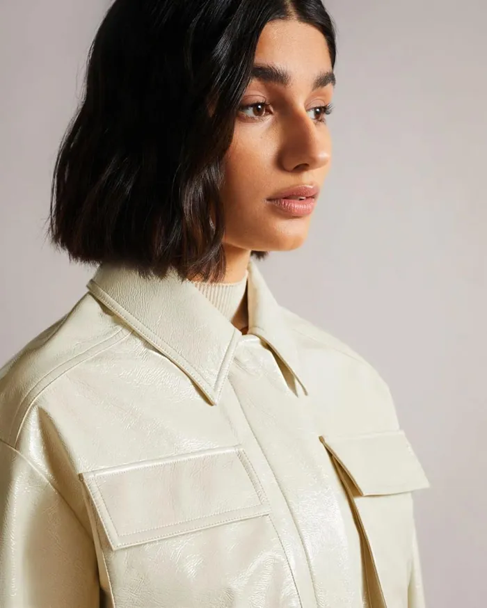 Textured Vinyl Field Jacket Ivory Women Ted Baker Coats and Jackets Textured Vinyl Field Jacket Ivory Women Ted Baker Coats and Jackets