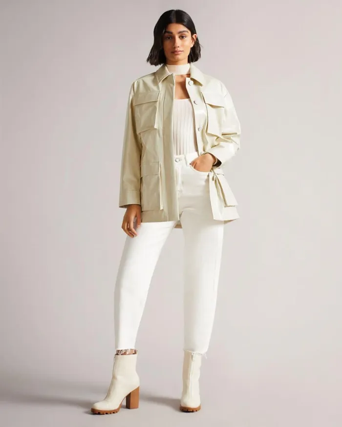 Textured Vinyl Field Jacket Ivory Women Ted Baker Coats and Jackets Textured Vinyl Field Jacket Ivory Women Ted Baker Coats and Jackets