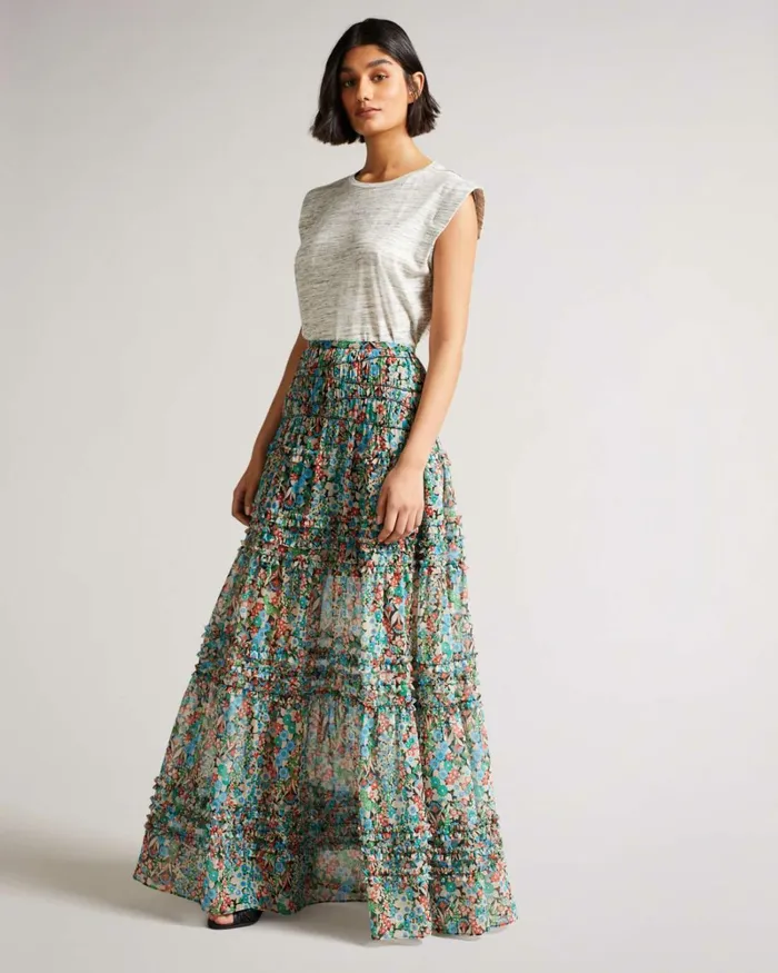 Tiered Maxi Skirt Black Women Ted Baker Skirts