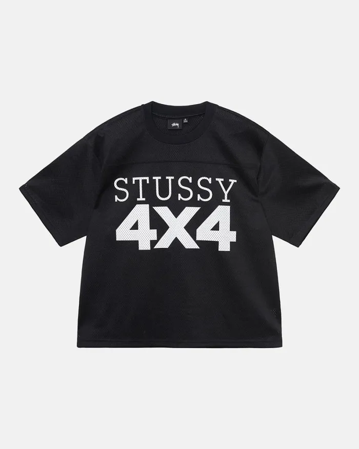 Tops and Shirts Men Stussy 4X4 MESH FOOTBALL JERSEY Black