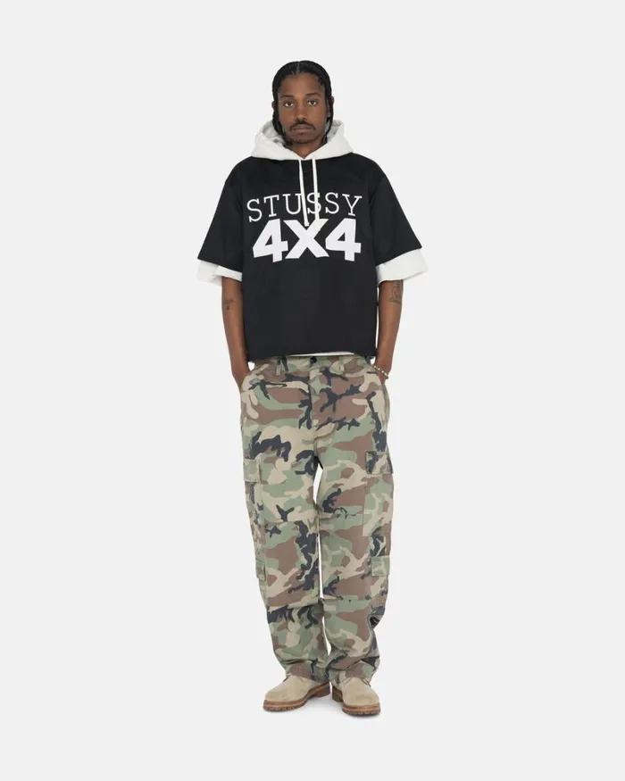 Tops and Shirts Men Stussy 4X4 MESH FOOTBALL JERSEY Black Tops and Shirts Men Stussy 4X4 MESH FOOTBALL JERSEY Black