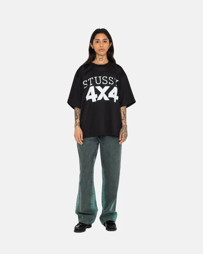 Tops and Shirts Men Stussy 4X4 MESH FOOTBALL JERSEY Black Tops and Shirts Men Stussy 4X4 MESH FOOTBALL JERSEY Black