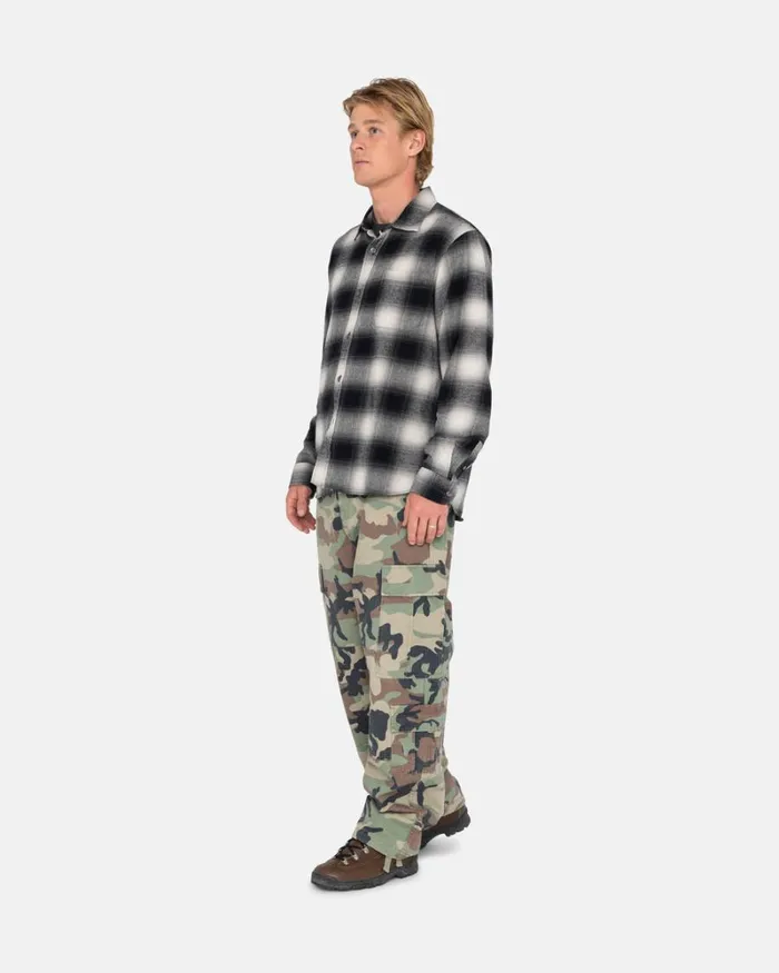Tops and Shirts Men Stussy BAY PLAID SHIRT Charcoal Tops and Shirts Men Stussy BAY PLAID SHIRT Charcoal