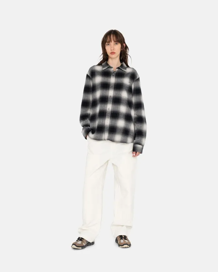 Tops and Shirts Men Stussy BAY PLAID SHIRT Charcoal Tops and Shirts Men Stussy BAY PLAID SHIRT Charcoal