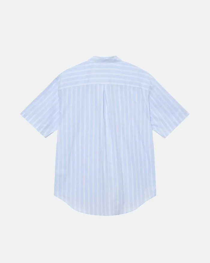 Tops and Shirts Men Stussy BOXY STRIPED SS SHIRT Lt Blue Stripe Tops and Shirts Men Stussy BOXY STRIPED SS SHIRT Lt Blue Stripe