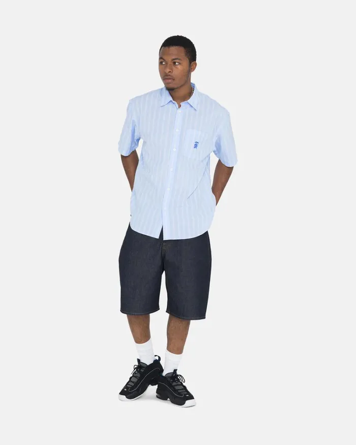 Tops and Shirts Men Stussy BOXY STRIPED SS SHIRT Lt Blue Stripe Tops and Shirts Men Stussy BOXY STRIPED SS SHIRT Lt Blue Stripe