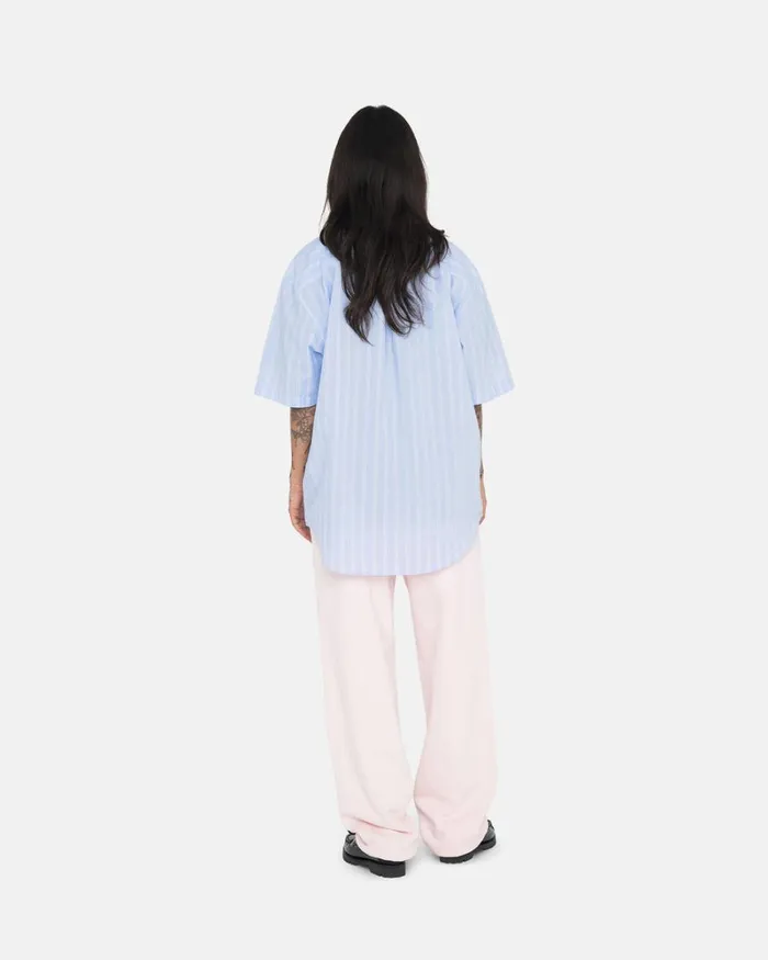Tops and Shirts Men Stussy BOXY STRIPED SS SHIRT Lt Blue Stripe Tops and Shirts Men Stussy BOXY STRIPED SS SHIRT Lt Blue Stripe