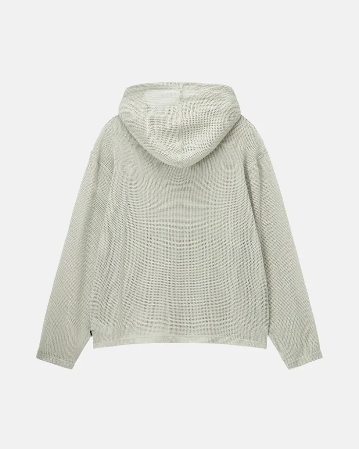 Tops and Shirts Men Stussy COTTON MESH HOODIE Bone Tops and Shirts Men Stussy COTTON MESH HOODIE Bone