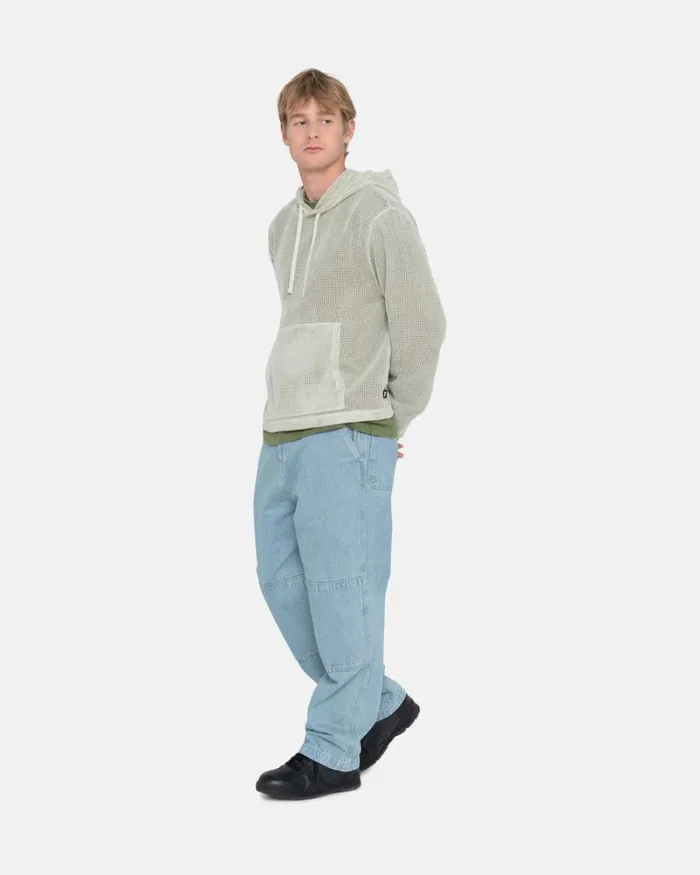 Tops and Shirts Men Stussy COTTON MESH HOODIE Bone Tops and Shirts Men Stussy COTTON MESH HOODIE Bone