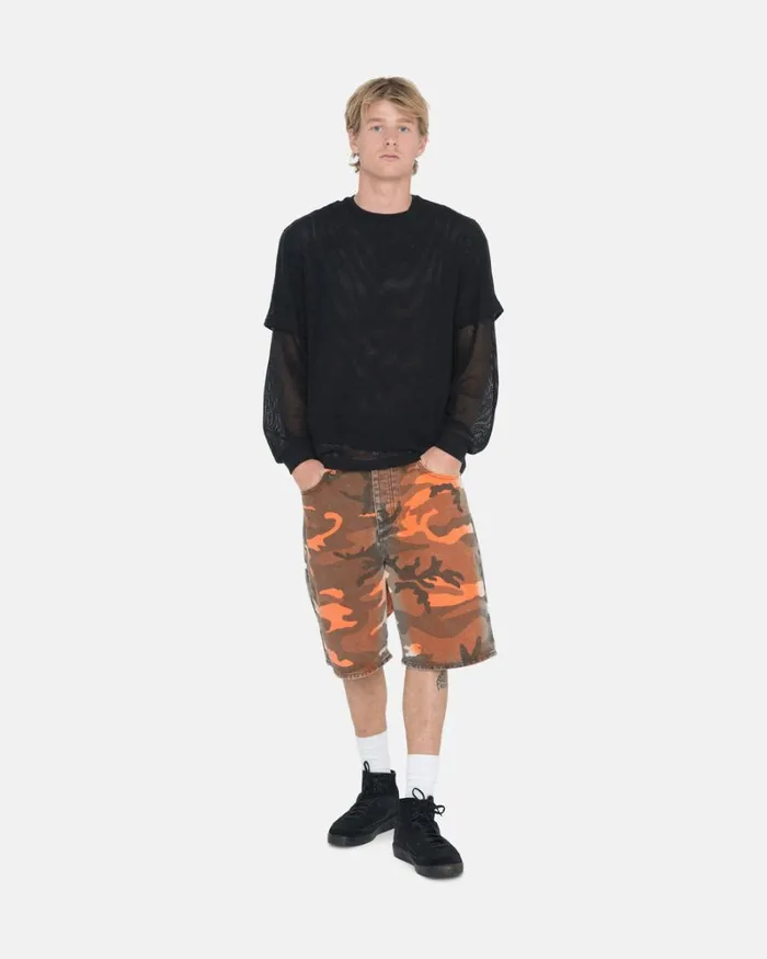 Tops and Shirts Men Stussy COTTON MESH LS CREW Black Tops and Shirts Men Stussy COTTON MESH LS CREW Black