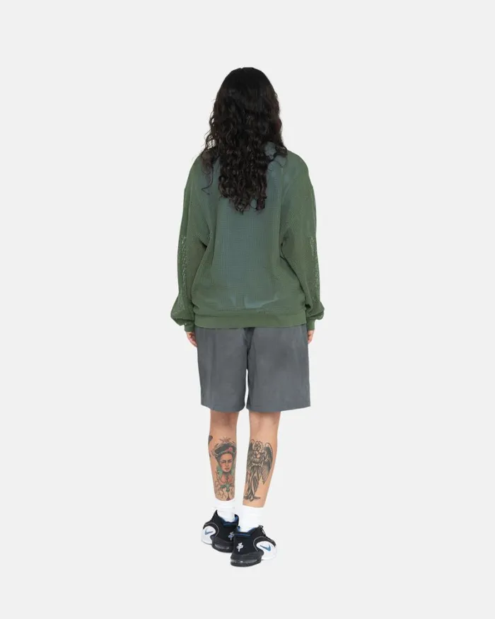 Tops and Shirts Men Stussy COTTON MESH LS CREW Olive Tops and Shirts Men Stussy COTTON MESH LS CREW Olive