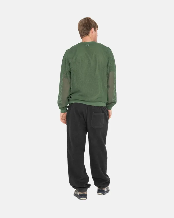 Tops and Shirts Men Stussy COTTON MESH LS CREW Olive Tops and Shirts Men Stussy COTTON MESH LS CREW Olive
