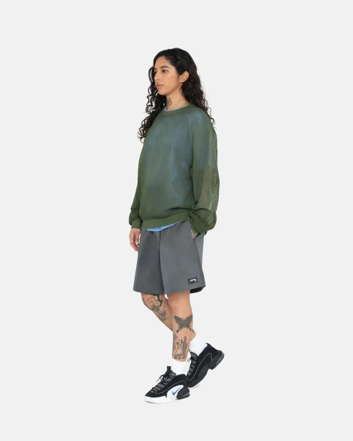 Tops and Shirts Men Stussy COTTON MESH LS CREW Olive Tops and Shirts Men Stussy COTTON MESH LS CREW Olive