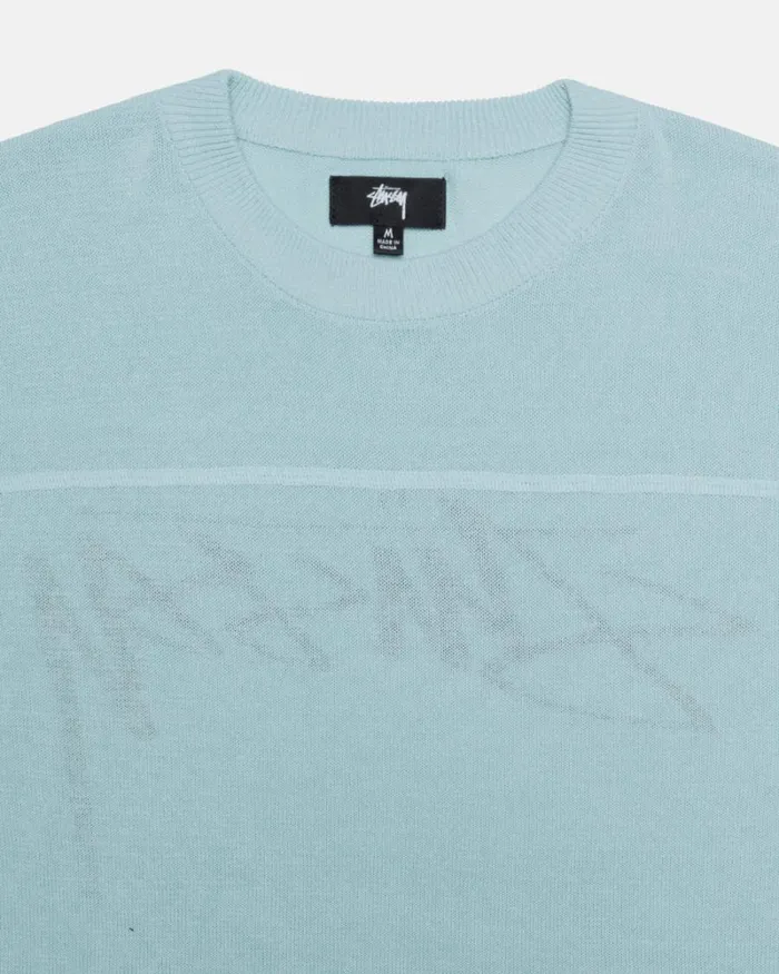 Tops and Shirts Men Stussy FOOTBALL SWEATER Light Blue Tops and Shirts Men Stussy FOOTBALL SWEATER Light Blue