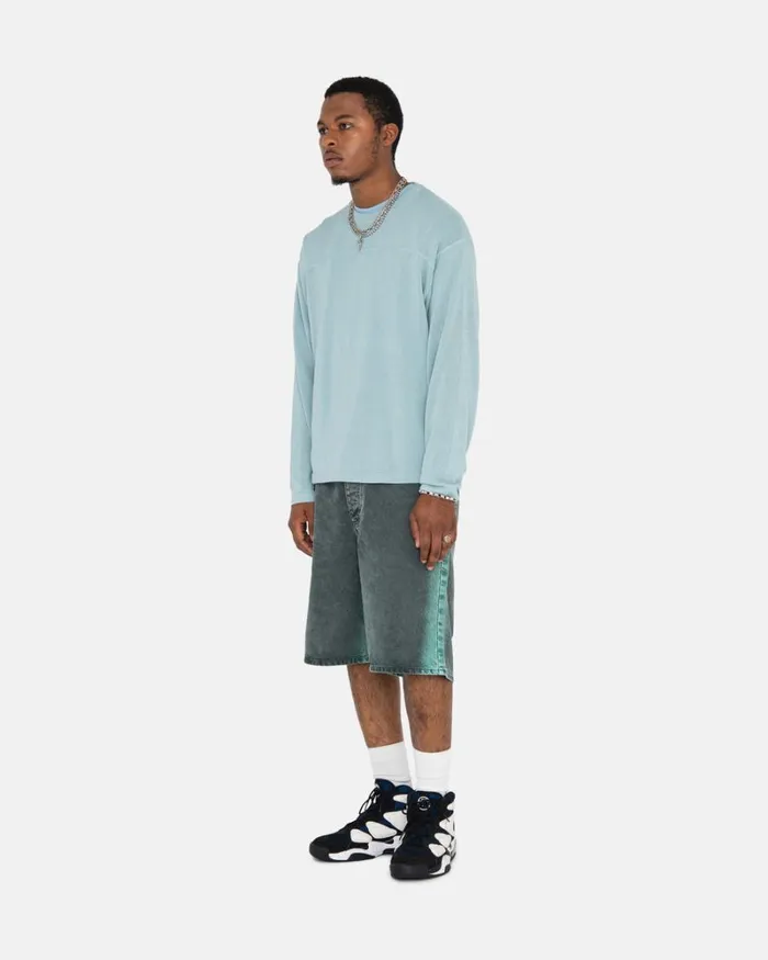 Tops and Shirts Men Stussy FOOTBALL SWEATER Light Blue Tops and Shirts Men Stussy FOOTBALL SWEATER Light Blue