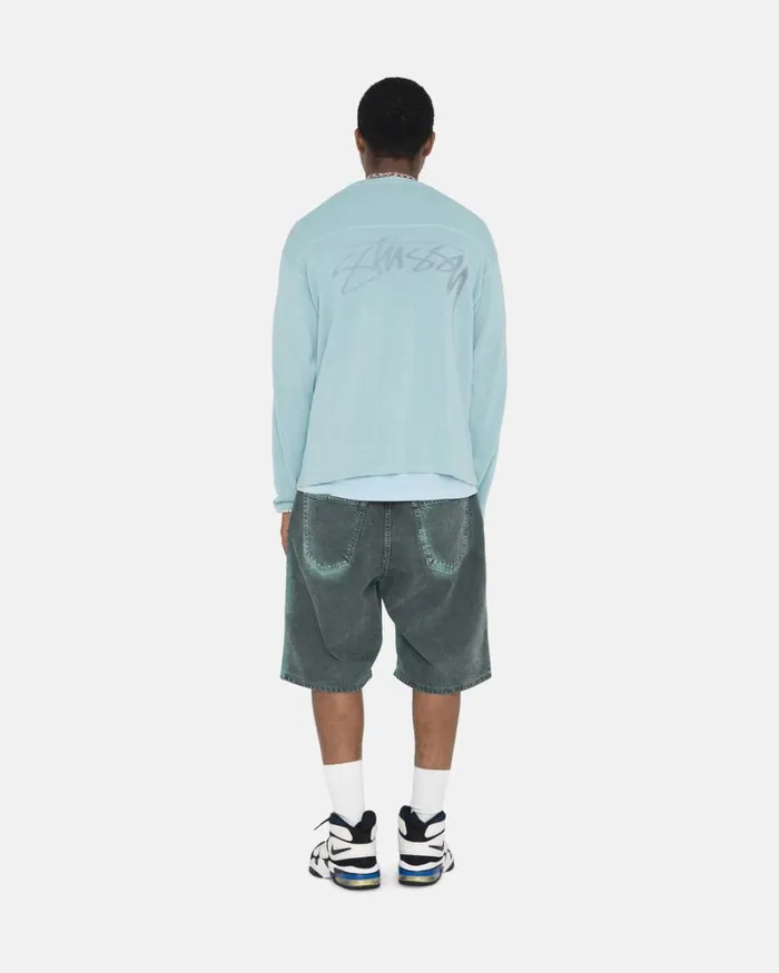 Tops and Shirts Men Stussy FOOTBALL SWEATER Light Blue Tops and Shirts Men Stussy FOOTBALL SWEATER Light Blue
