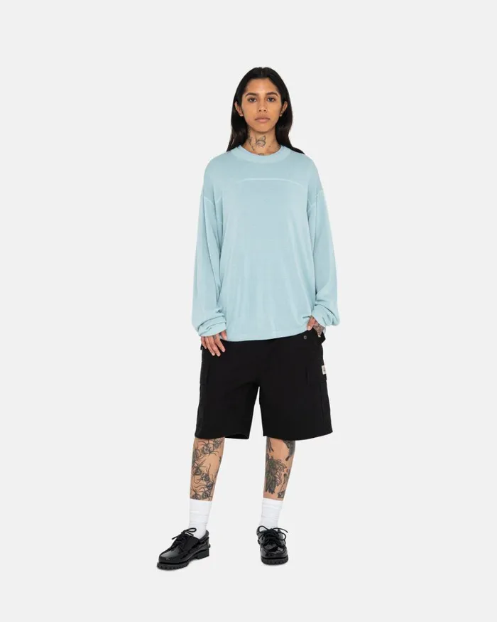 Tops and Shirts Men Stussy FOOTBALL SWEATER Light Blue Tops and Shirts Men Stussy FOOTBALL SWEATER Light Blue
