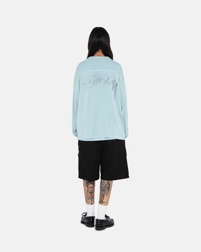 Tops and Shirts Men Stussy FOOTBALL SWEATER Light Blue Tops and Shirts Men Stussy FOOTBALL SWEATER Light Blue