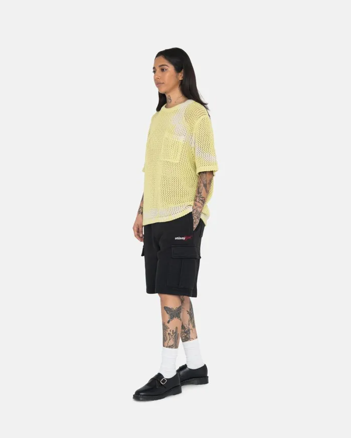 Tops and Shirts Men Stussy O039DYED HEAVYWEIGHT MESH CREW Tie Dye Yellow Tops and Shirts Men Stussy O039DYED HEAVYWEIGHT MESH CREW Tie Dye Yellow
