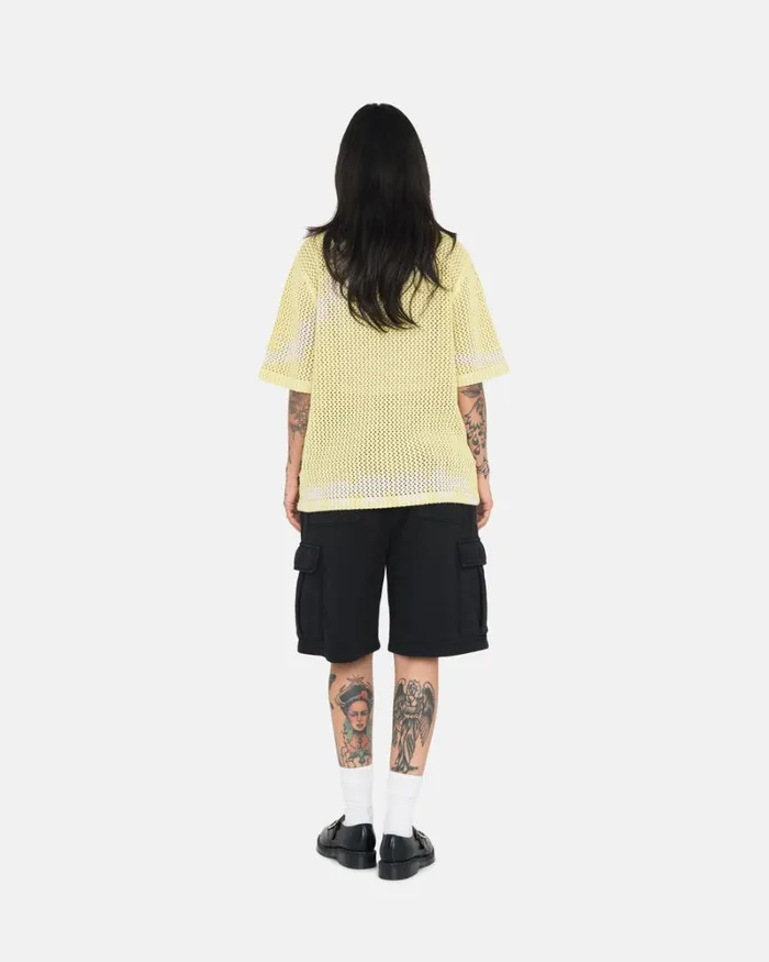 Tops and Shirts Men Stussy O039DYED HEAVYWEIGHT MESH CREW Tie Dye Yellow Tops and Shirts Men Stussy O039DYED HEAVYWEIGHT MESH CREW Tie Dye Yellow