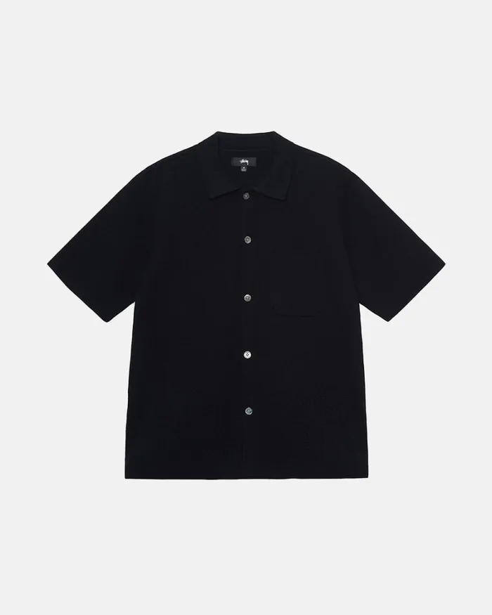 Tops and Shirts Men Stussy PERFORATED SWIRL KNIT SHIRT Black