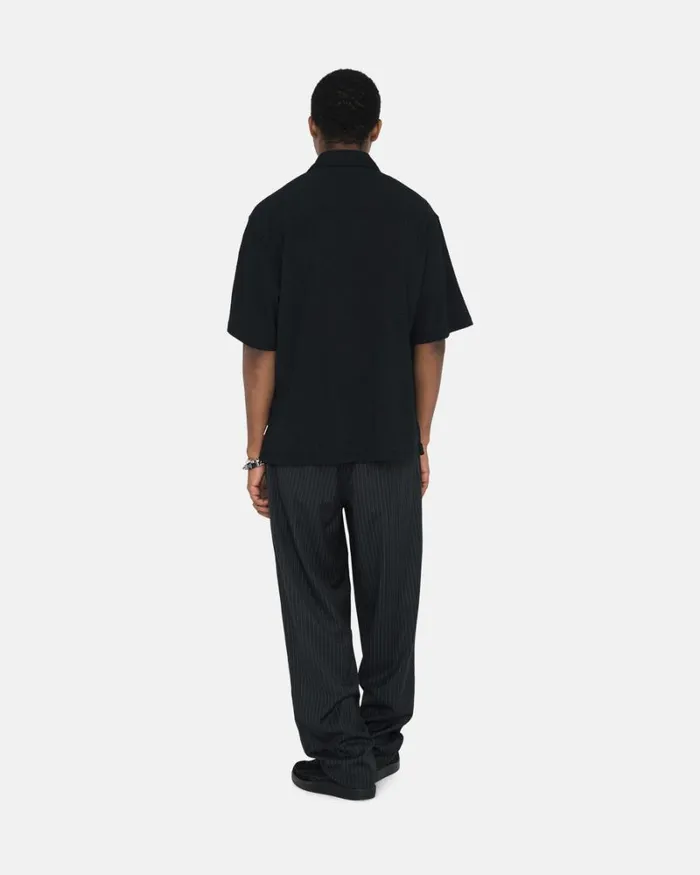 Tops and Shirts Men Stussy WRINKLY GINGHAM SS SHIRT Black Tops and Shirts Men Stussy WRINKLY GINGHAM SS SHIRT Black