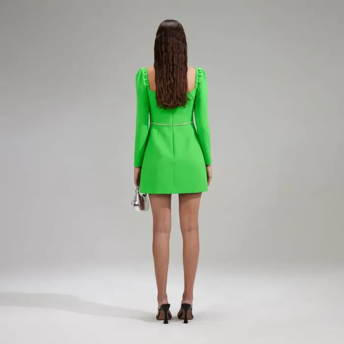Tops Woman SelfPortrait Green Rhinestone Satin Shirt Tops Woman SelfPortrait Green Rhinestone Satin Shirt