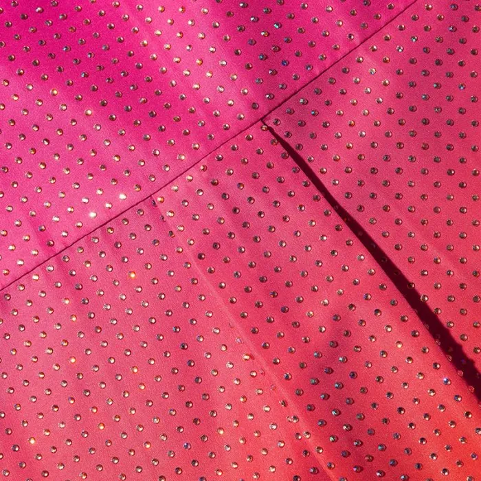 Tops Woman SelfPortrait Pink Rhinestone Taffeta Cropped Shirt Tops Woman SelfPortrait Pink Rhinestone Taffeta Cropped Shirt