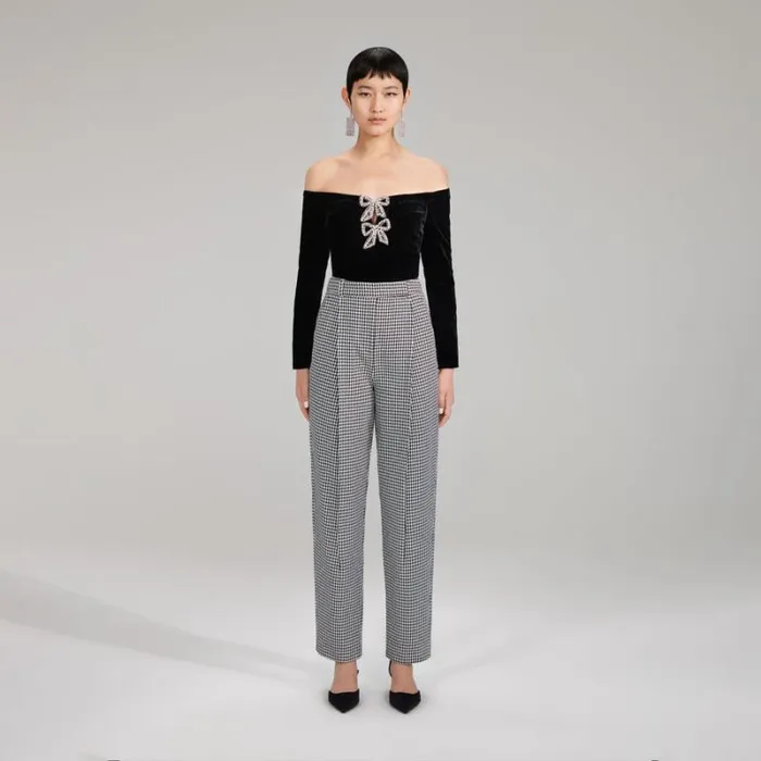 Tops Woman SelfPortrait Stretch Crepe Flared Sleeve Top Tops Woman SelfPortrait Stretch Crepe Flared Sleeve Top