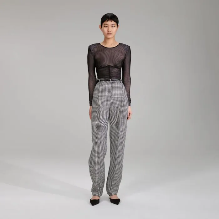 Tops Woman SelfPortrait Stretch Crepe Flared Sleeve Top Tops Woman SelfPortrait Stretch Crepe Flared Sleeve Top