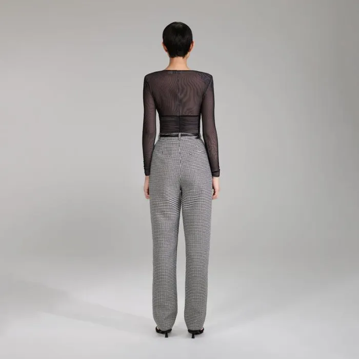Tops Woman SelfPortrait Stretch Crepe Flared Sleeve Top Tops Woman SelfPortrait Stretch Crepe Flared Sleeve Top