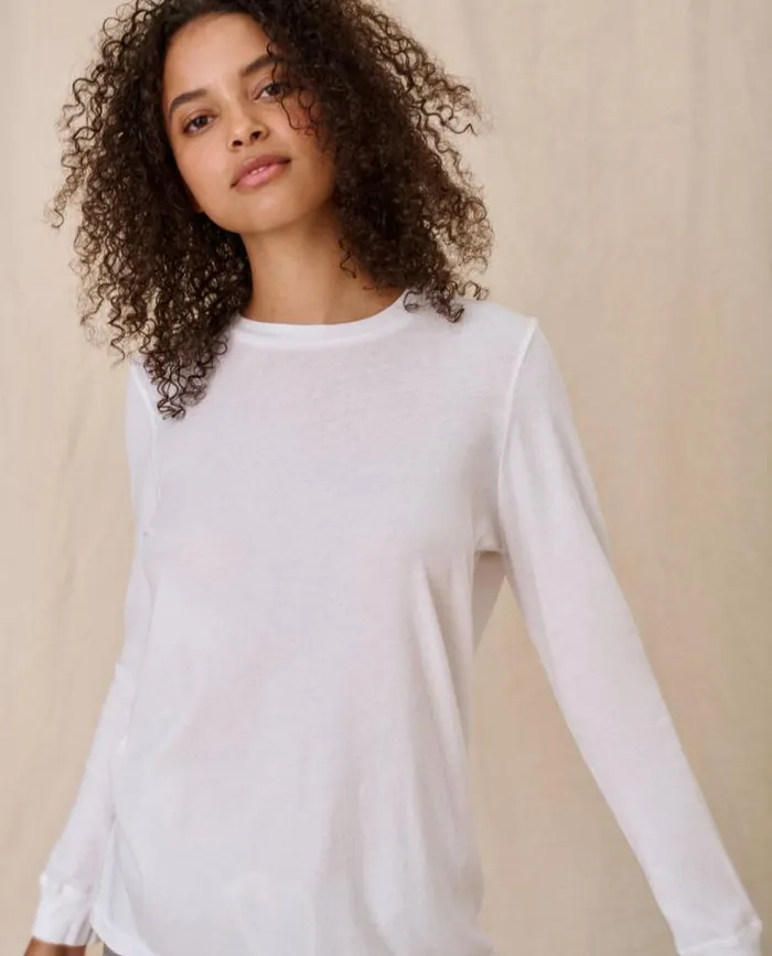 Tops Women039s The Great The Long Sleeve Slim Tee True White