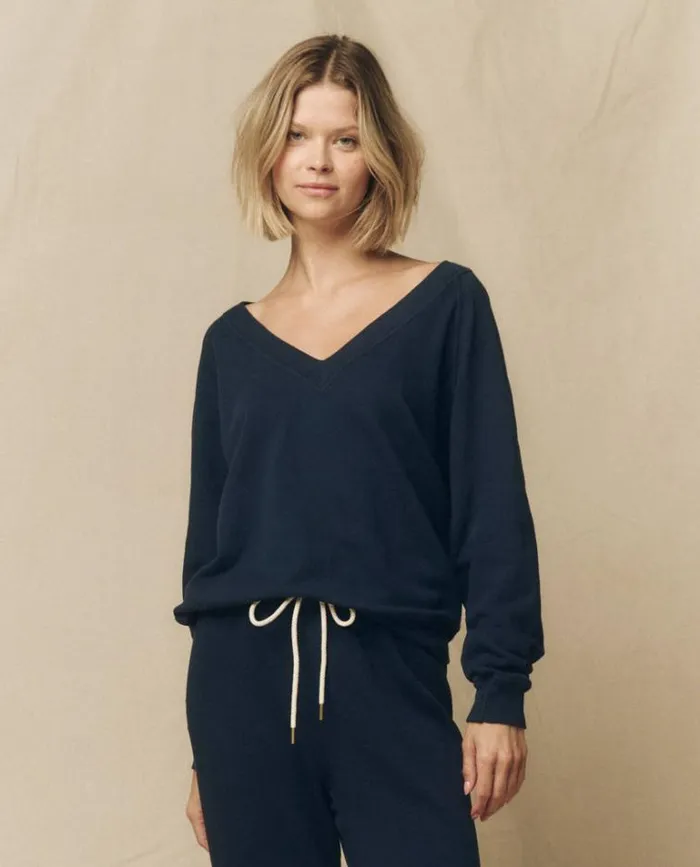 Tops Women039s The Great The VNeck Sweatshirt True Navy