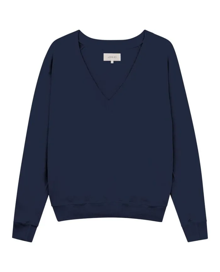 Tops Women039s The Great The VNeck Sweatshirt True Navy