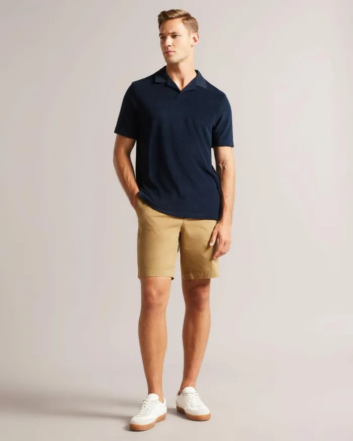 Towelling Revere Collar Polo Shirt Navy Men Ted Baker Clothing Towelling Revere Collar Polo Shirt Navy Men Ted Baker Clothing