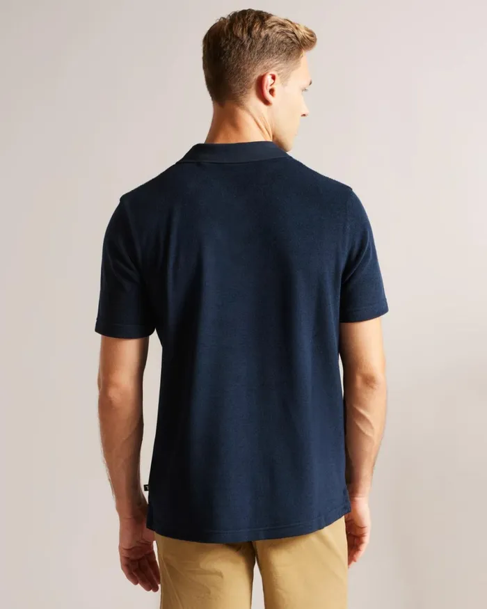 Towelling Revere Collar Polo Shirt Navy Men Ted Baker Clothing Towelling Revere Collar Polo Shirt Navy Men Ted Baker Clothing