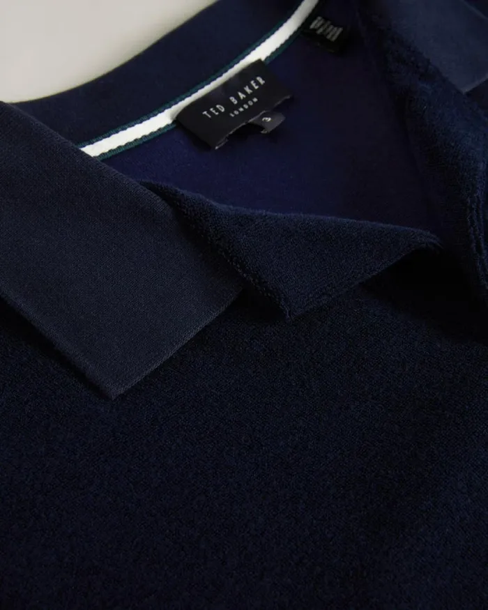 Towelling Revere Collar Polo Shirt Navy Men Ted Baker Clothing Towelling Revere Collar Polo Shirt Navy Men Ted Baker Clothing